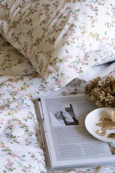 Borås Cotton Felicia Sengesett Krepp hvit-blomster (479-120296,120297)