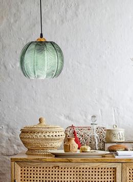 Bloomingville Pendellampe ø22cm, Grønn, Glass