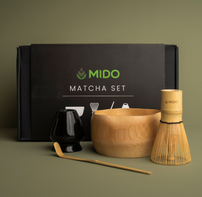 Mido Matcha-sett bambusvisp+bambusskål+bambusskje+holder