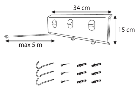 Leifheit Tørkesnor Rollfix Triple 150 Longline Vegg (379-258718)