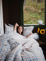 Lexington Sengesett Checked Flanell blå-hvit