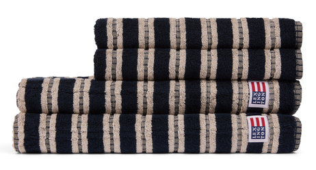 Lexington Striped Terry Håndkle blåsvart-beige