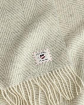 GANT Herringbone Ullpledd Lys-Grå 130x200