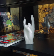 CandleHand Lys You Rock Hvit