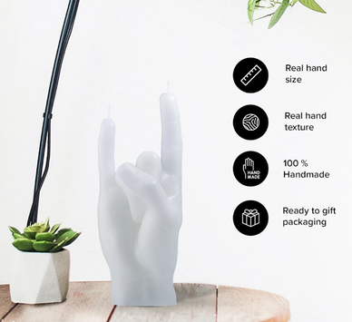 CandleHand Lys You Rock Hvit (824-rck-white)