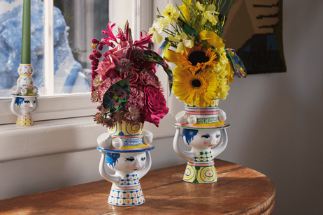 Bjørn Wiinblad Lady Vase H20, 5 Blå/Gul (521-54050)