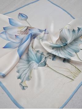 7Days Silkeskjerf Beige/ Blå 53x53 (826-13464)