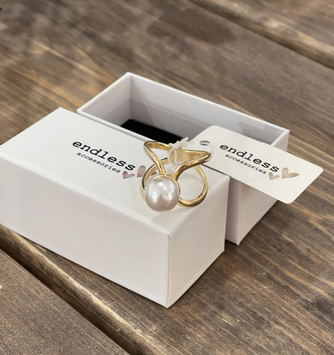 Endless Dekorasjonsring til skjerf Perle-Gull