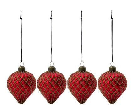 House Doctor Ornamenter Hinda Rød 4stk