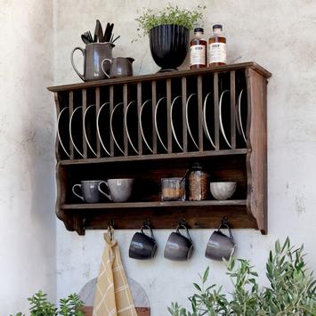 Chic Antique Tallerkenhylle med knagger gjenbrukstre (529-41066700)