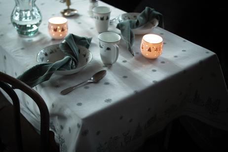 Wik & Walsøe Julemorgen Damaskduk Tosidig Hvit-Grønn (500-99513,99514,99515)