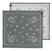 Wik & Walsøe Julemorgen Damask Servietter Hvit-Grønn_2pk