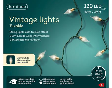 Kaemingk Lyslenke Stikkontakt Vintage-Grønn Varmhvit_120-LED/ 12m (487-493270)