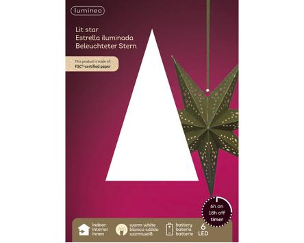 Kaemingk Julestjerne LED-Batteri Grønn Ø38 (487-489430)