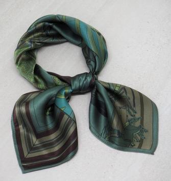 7Days Silkeskjerf Grønn-Brun 68x68