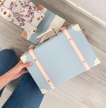 Uniwalker Koffert Retro Blå/Rosa 22x33cm 13" (780-bluepink-13)