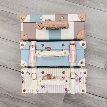 Uniwalker Koffert Retro Blå/Rosa 22x33cm 13" (780-bluepink-13)