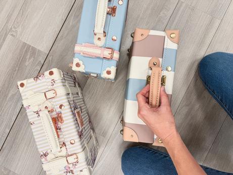 Uniwalker Koffert Retro Blå/Rosa 22x33cm 13" (780-bluepink-13)