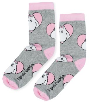 Mummi Sokker Mummitrollet Hjerte-Grå Dame str.36-42