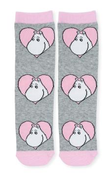 Mummi Sokker Mummitrollet Hjerte-Grå Dame str.36-42 (708-MOOMIN35P)