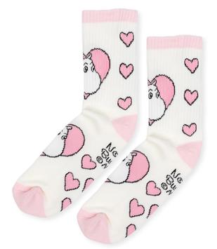 Mummi Sokker Mummitrollet Retro-Hjerte-Hvit Dame str.36-42 (708-MOOMIN35R)