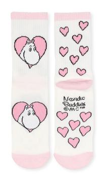 Mummi Sokker Mummitrollet Retro-Hjerte-Hvit Dame str.36-42 (708-MOOMIN35R)