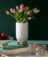 Jonathan Adler Fontana Vase White/Brass H28