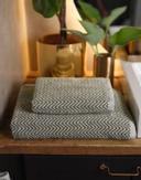 Halvor Bakke Håndkle Verbier fiskebensmønster støvgrønn (479-120637,120635)