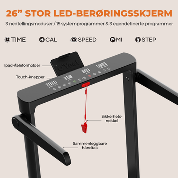 O'Yeet YT104 Best-i-test tredemølle stigningsfunksjon 14km/t (TM-YT104)