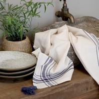 Chic Antique Kjøkkenhåndkle Bomull blå/krem 50x70