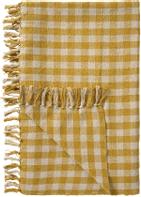 Ib Laursen Bomullspledd Gul/Rutet 130x160