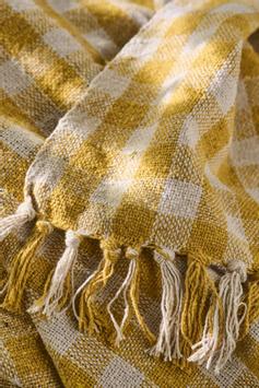 Ib Laursen Bomullspledd Gul/ Rutet 130x160 (171-65034-04)