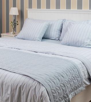 Ilse Jacobsen Sengesett Powder-Blue Stripes Bomull