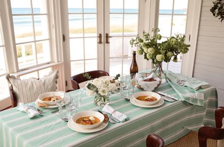 Lexington Duk Striped Grønn lin/ bomull (588-12613002)