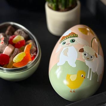 Blafre Påskeegg Sau-og-Hare metall 10x15