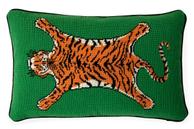 Jonathan Adler Pute Needlepoint Tiger Grønn_30x50 (368-30326)