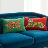 Jonathan Adler Pute Needlepoint Tiger Grønn_30x50 (368-30326)