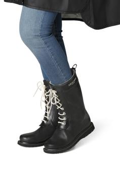 Ilse Jacobsen Gummistøvler Snor Halvhøy Sort (807-RUB15-001-40)