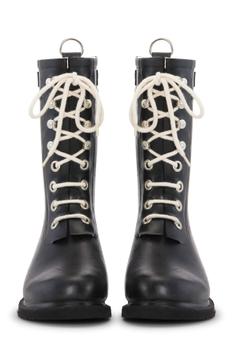 Ilse Jacobsen Gummistøvler Snor Halvhøy Sort (807-RUB15-001-40)