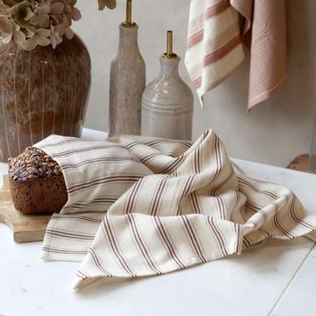 Chic Antique Kjøkkenhåndkle bomull krem-mocca 50x70