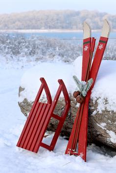 Chic Antique Vintage Dekorasjon Ski Rød 90cm (529-52103133)