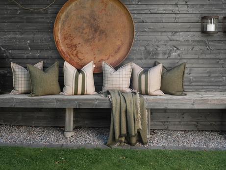 Halvor Bakke Vivero Putetrekk ullblanding beige-grønn_50x50 (479-120343)