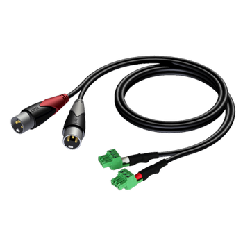 Audac 2 x XLR male - 2 x terminal block (3p - 3.81mm) - 1 meter (CLA834/1)