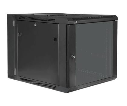 CAYMON Double section 19” wall mountable rack - 9 units - 550mm depth - Black version (HPR509/B)