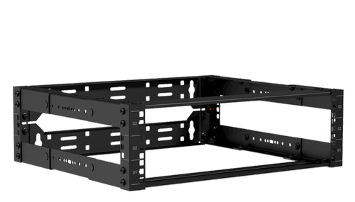 CAYMON 19" in depth adjustable open frame rack - 3 unit - 300 ~ 450mm - Black (OPR303A/B)