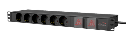 CAYMON 19" power distribution unit - German 6 x front sockets + 9 x rear sockets - Double switched - Black version (PSR269GS/B)