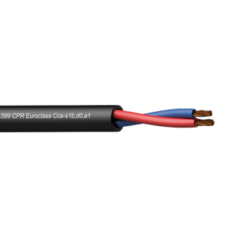 PROCAB Contractor Series Loudspeaker cable - 2 x 2.5 mm² - 13 AWG -  EN50399 CPR Euroclass Cca-s1b, d0, a1 - 100 m plastic reel (CLS225-CCA/1)