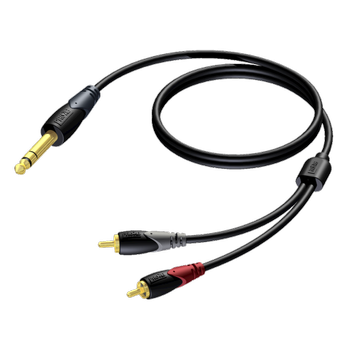PROCAB Classic Series 6.3 mm Jack male stereo - 2 x RCA/Cinch male - 1,5 meter (CLA719/1.5)