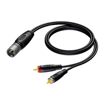 PROCAB Reference Series XLR male - 2 x RCA/Cinch male - 10 meter - hanger (REF703/10-H)