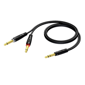 PROCAB Reference Series 6.3 mm Jack male stereo - 2 x 6.3 mm Jack male - 3 meter - hanger (REF721/3-H)